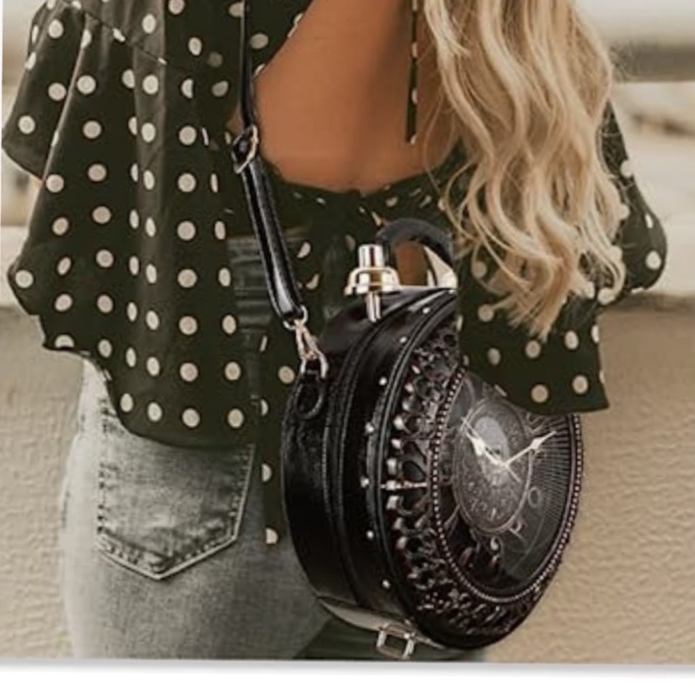 NWT Steampunk Crossbody Large Shoulder Working Clock Purse or Home Decor… - Picture 3 of 16